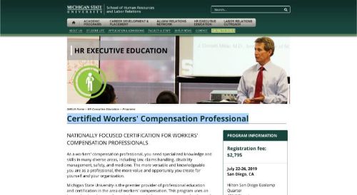 MSU SHRLR Certified Workers' Compensation Professional Course