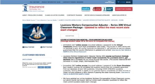 Louisiana Workers’ Compensation Adjuster – Series 206 Virtual Classroom Package