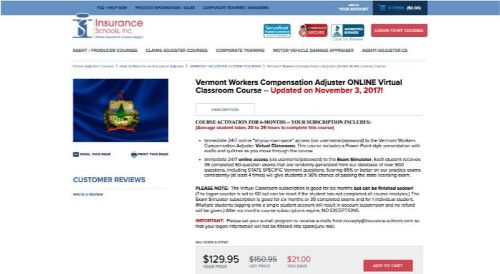 The Insurance Schools, Inc. Vermont Workers’ Compensation Claims Adjuster Course