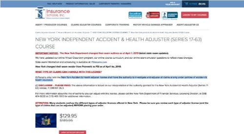 Insurance Schools, Inc. New York Independent Accident & Health Adjuster Course