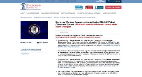 Insurance Schools, Inc. Kentucky Workers’ Compensation Adjuster Course